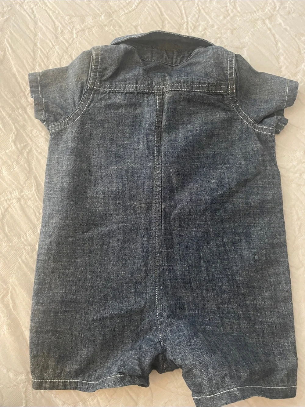 GAP Dark Blue Denim Short Romper with Button Front